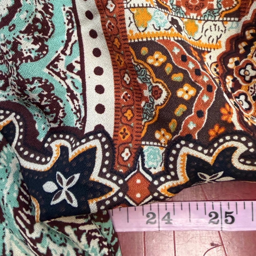 Boho Paisley Kimono Cardigan Coverup Womens XL Brown Earthy Festival Layering - Picture 8 of 10